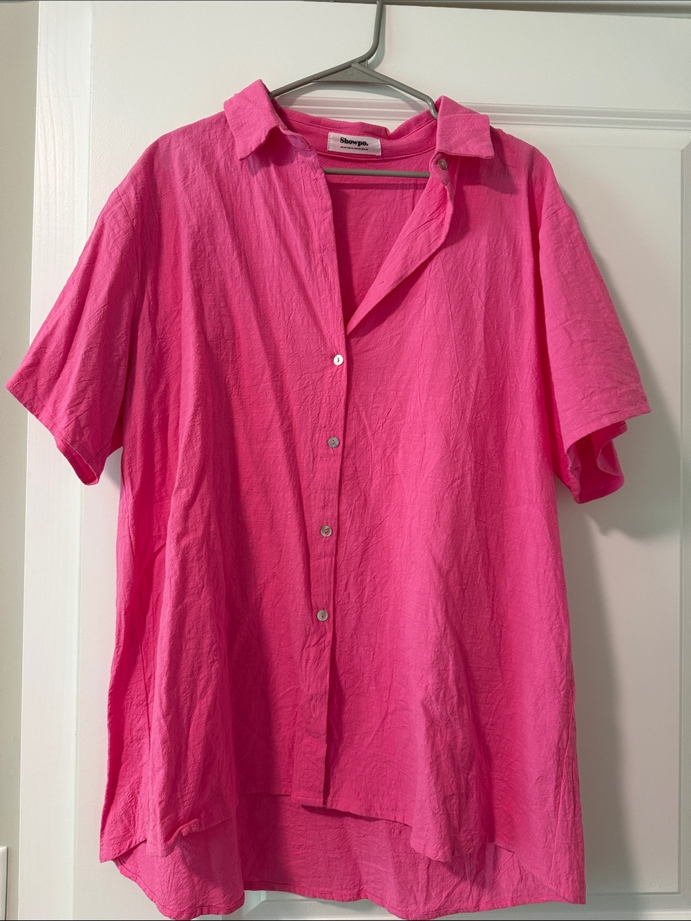 Showpo Hot Pink Short-Sleeve Button Down Shirt